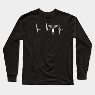 ICU Nurse Medical Symbol Heartbeat EKG Pulse Doctor Nursing T-Shirt Long Sleeve T-Shirt